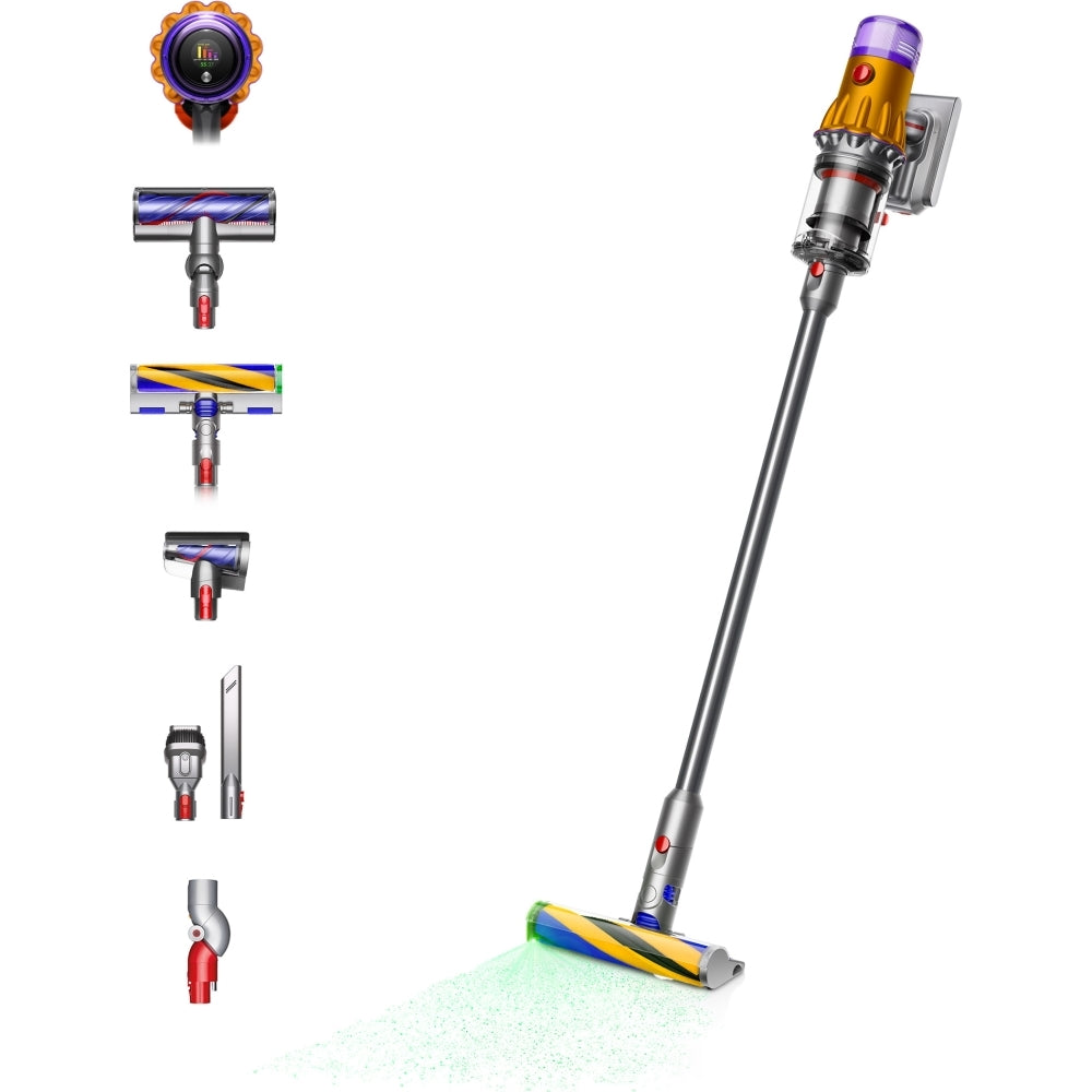 Dyson V12 Detect Slim Absolute Cordless Vacuum Cleaner with Furniture Cleaning Kit - Yellow Nickel