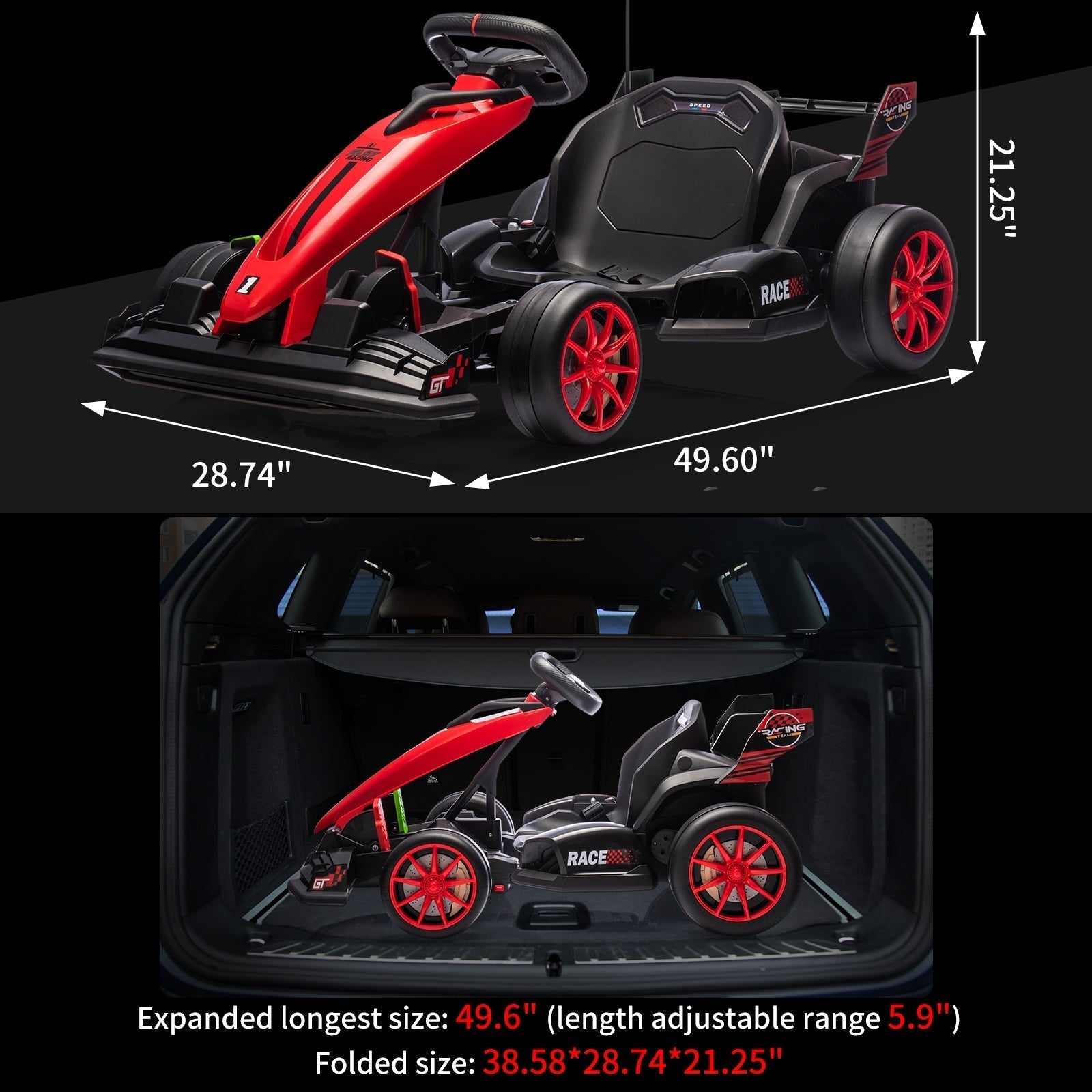 Garvee Ride - G Series: 24V Electric Drift Kart for Kids, Ride Car with Adjustable Seat & 7.5MPH Speed, EVA Silent Wheels, Parent-Safety Certified Ride-On Toy - Red