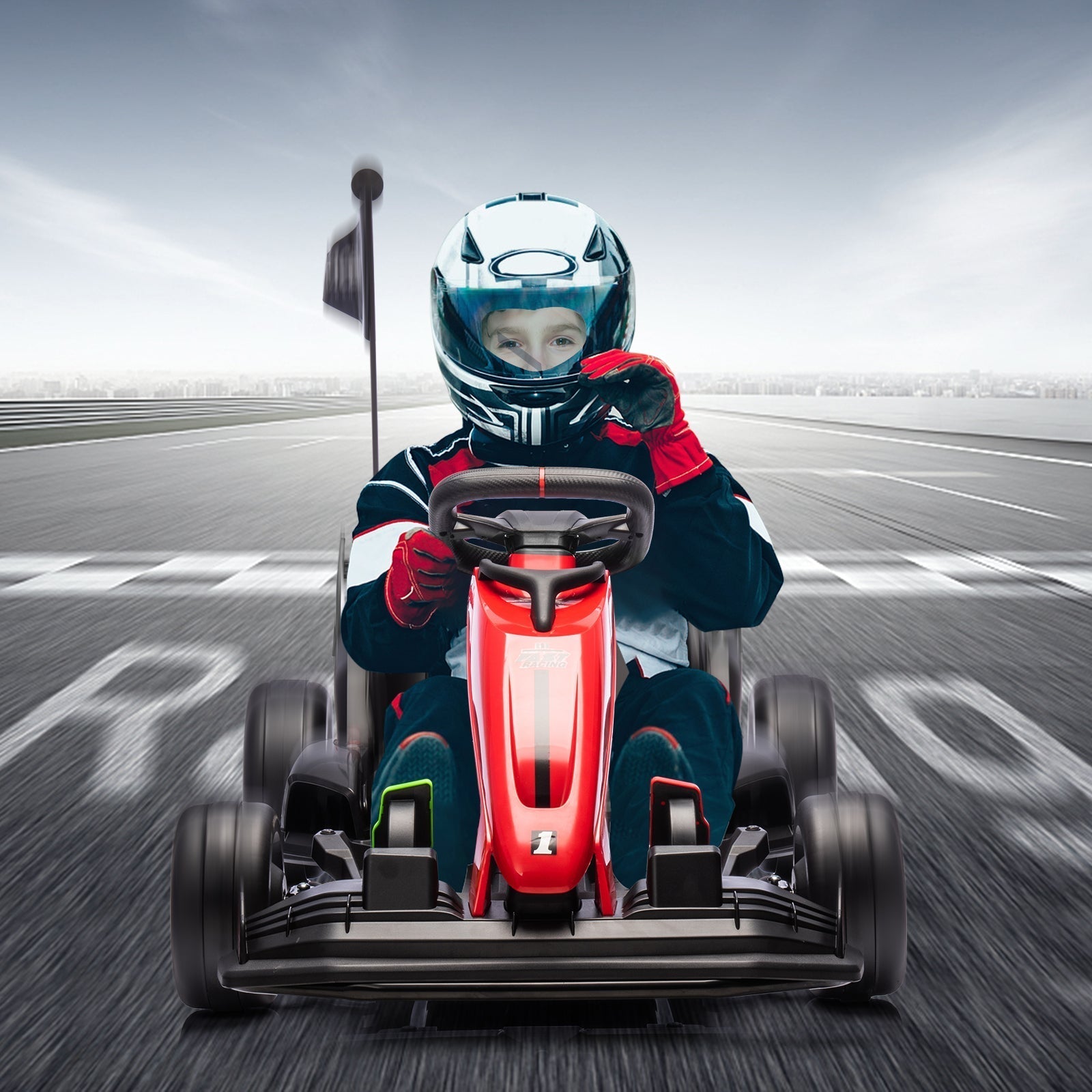 Garvee Ride - G Series: 24V Electric Drift Kart for Kids, Ride Car with Adjustable Seat & 7.5MPH Speed, EVA Silent Wheels, Parent-Safety Certified Ride-On Toy - Red