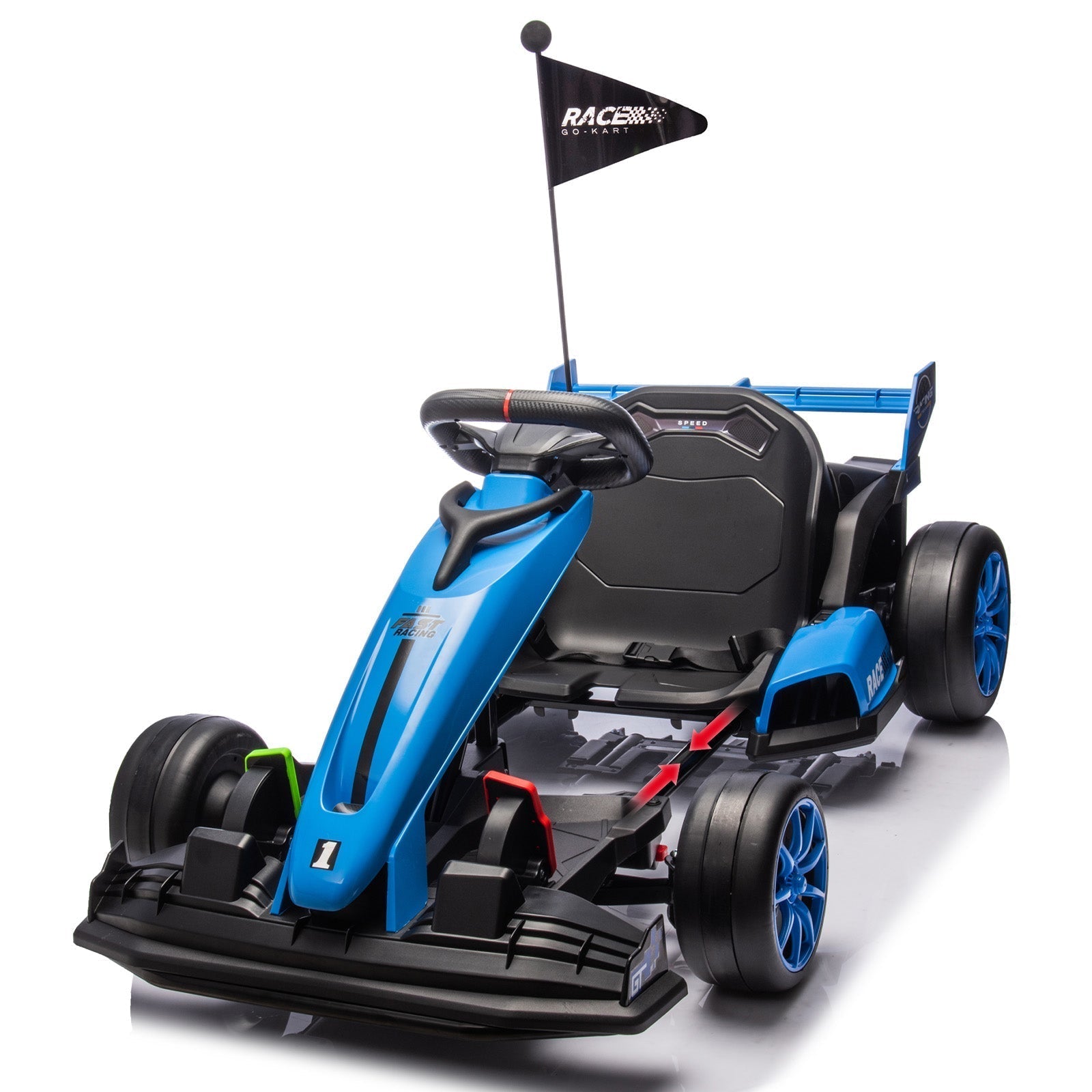 Garvee Ride - G Series: 24V Kids Ride on Go Kart, 7.5mph Variable High Speed Drifting Car, 7ah Battery 200W*2 Motors ,Length Ajustable Max Load 135lbs, Power Display Racing Toy for for Kids Child 6+ ,Blue