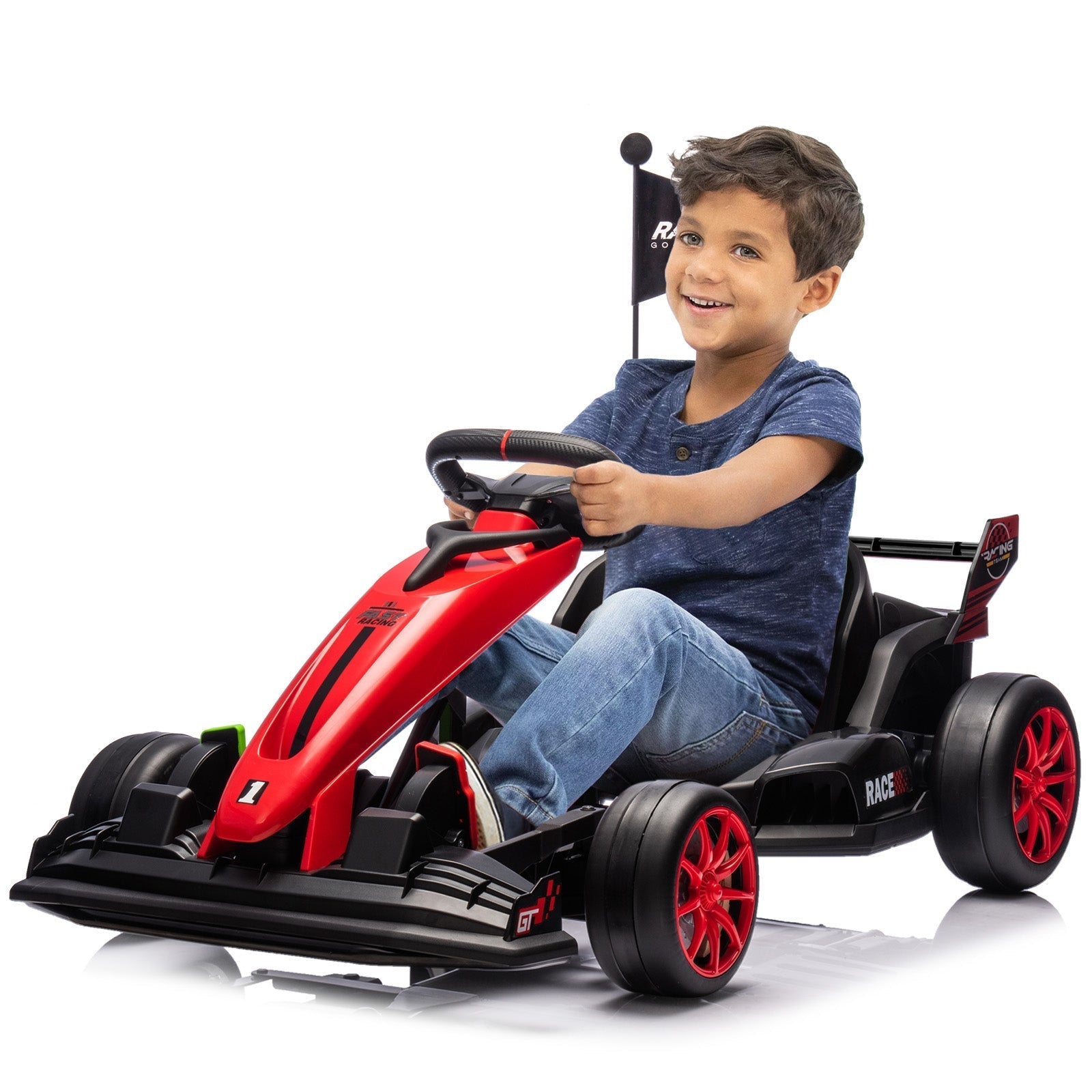 Garvee Ride - G Series: 24V Kids Ride On Go Kart Red, Adjustable Legroom, 7.5mph High Speed, 7ah Battery, 200W*2 Motors, Max Load 135lbs, Racing Toy for 6+