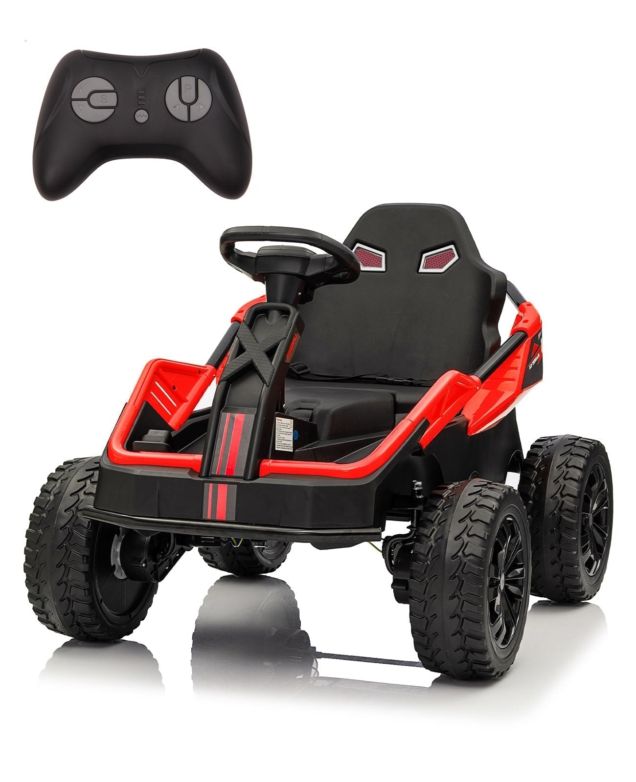 Garvee 24V Ride On Toy for Big Kids, 6MPH 200W 4x4 Ride On Car w/Parent Remote, Metal Frame, Headlights, Shock Absorbers, Music, Horn, Battery Powered Electric Cars for Kids, Red