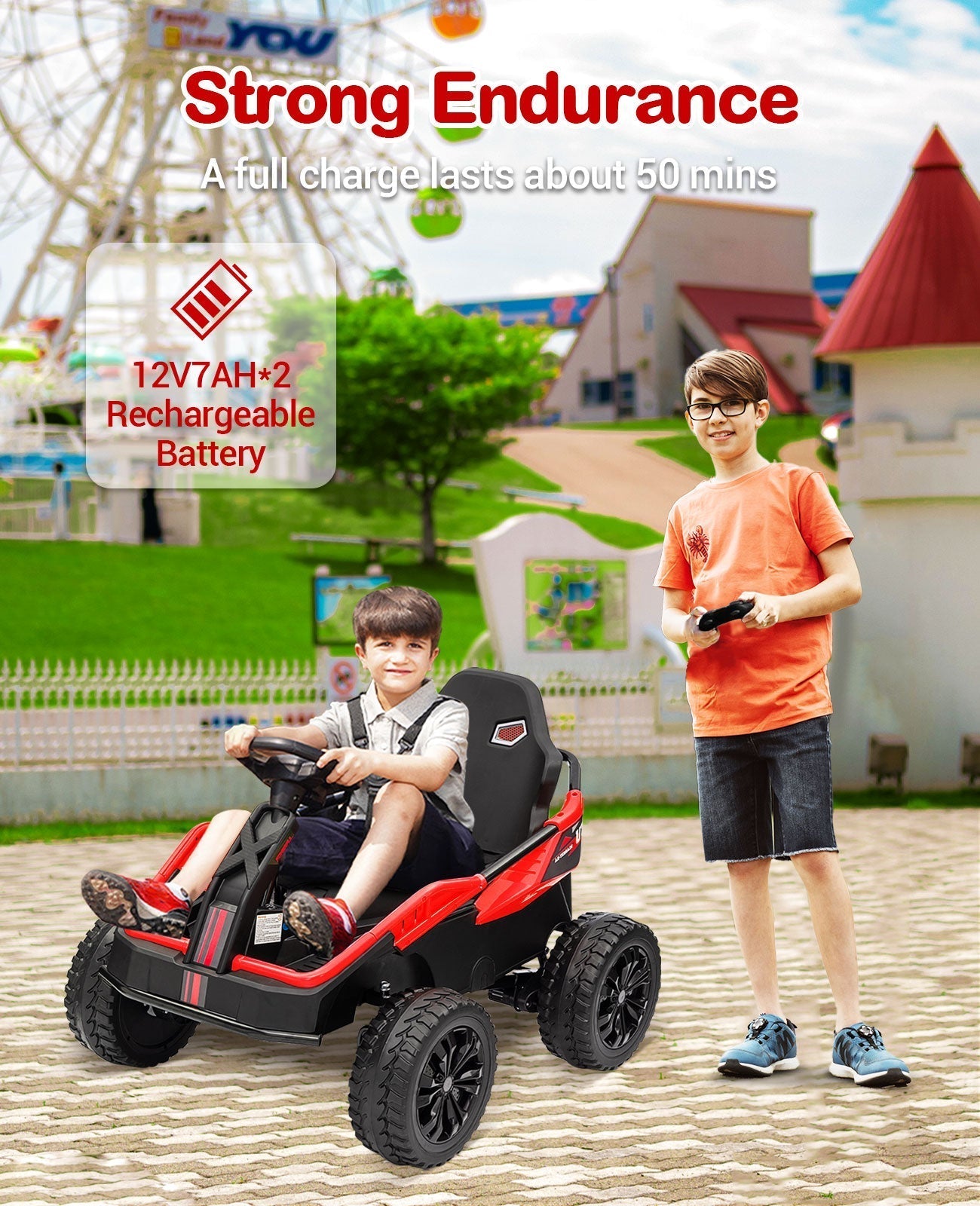 Garvee 24V Ride On Toy for Big Kids, 6MPH 200W 4x4 Ride On Car w/Parent Remote, Metal Frame, Headlights, Shock Absorbers, Music, Horn, Battery Powered Electric Cars for Kids, Red