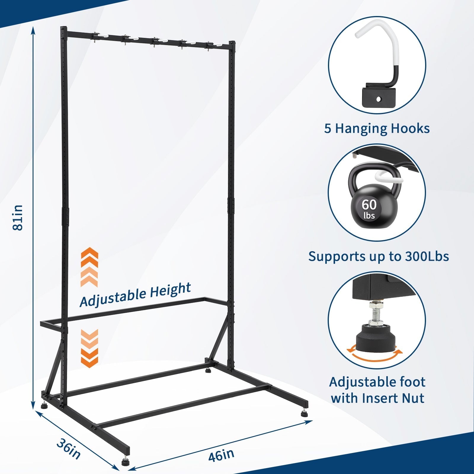 Garvee Heavy Duty Freestanding 5-Bike Rack – Solid Steel Frame, 300 lb Total Capacity, Indoor/Outdoor Bike Storage Stand