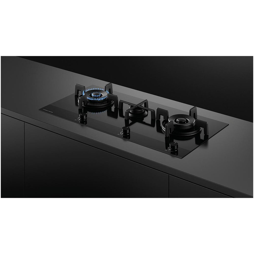 Fisher and Paykel CG903DLPGB4 Series 9 90cm 3 Burner Gas Hob Black Glass