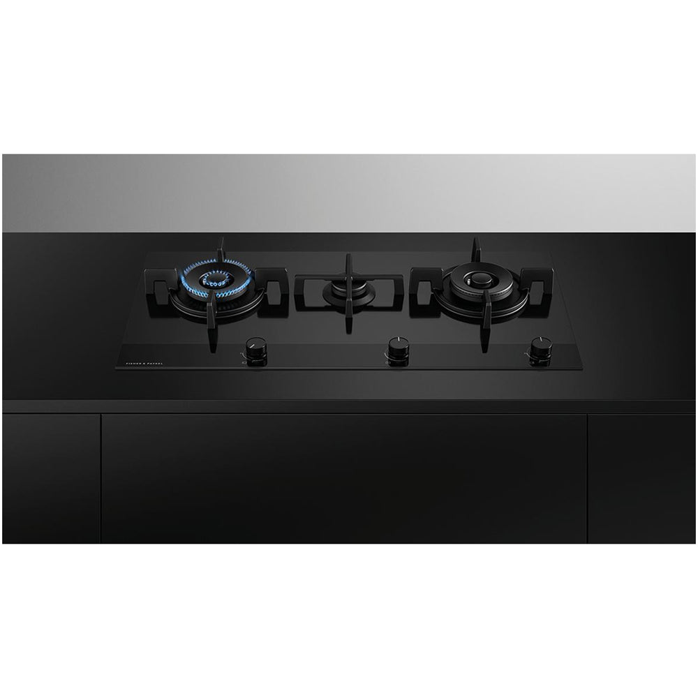 Fisher and Paykel CG903DLPGB4 Series 9 90cm 3 Burner Gas Hob Black Glass