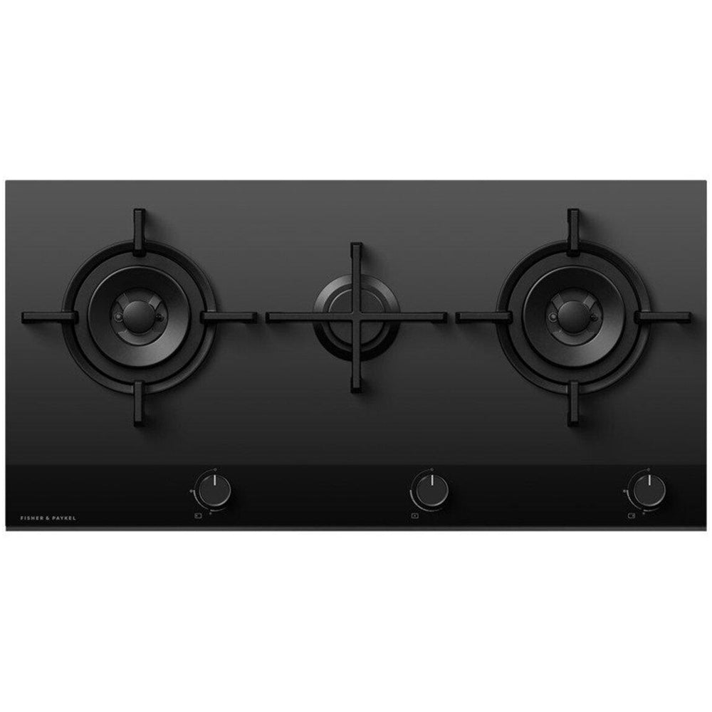 Fisher and Paykel CG903DLPGB4 Series 9 90cm 3 Burner Gas Hob Black Glass