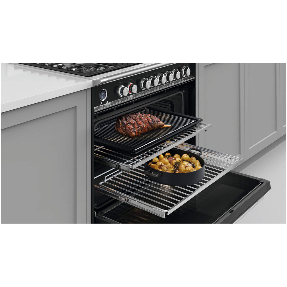 Fisher and Paykel OR90SCG6B1 Series 9 Classic Single Oven Dual Fuel Range Cooker With Pyrolytic Cleaning Black