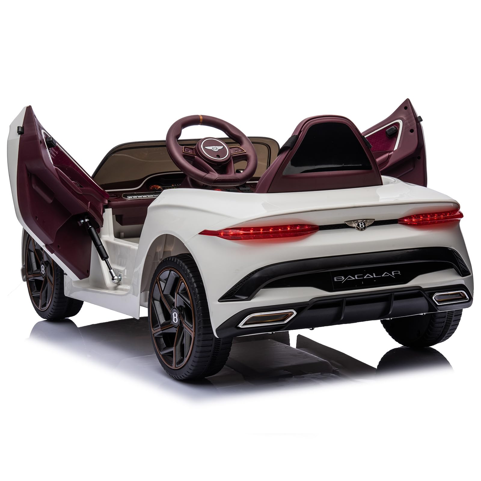 Garvee Kids Ride On Car, Licensed Bentley Bacalar 12V Electric Vehicles w/Parent Remote Control, Scissor Door, Suspension, 3 Speeds, LED Lights, Horn, Battery Powered Ride on Toy for Boys Girls - White