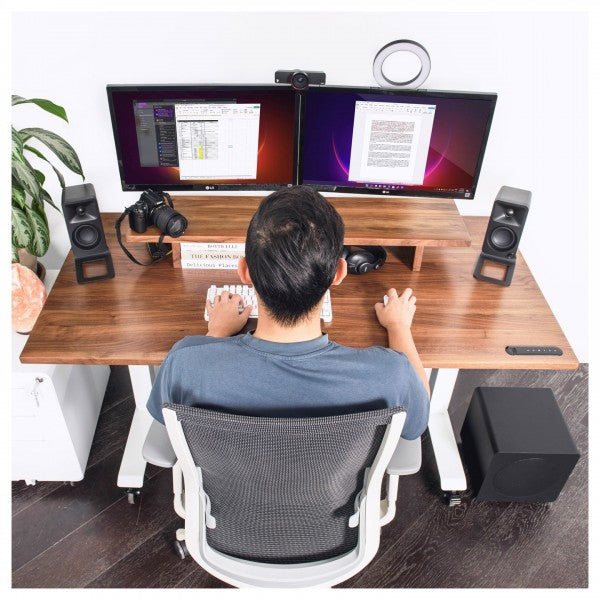 Kanto ORA 100W Powered Reference Desktop Speakers with Bluetooth & SE2 Speaker Stands Package Black