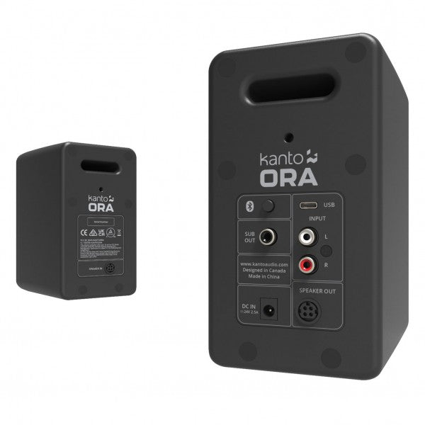 Kanto ORA 100W Powered Reference Desktop Speakers with Bluetooth & SE2 Speaker Stands Package Black