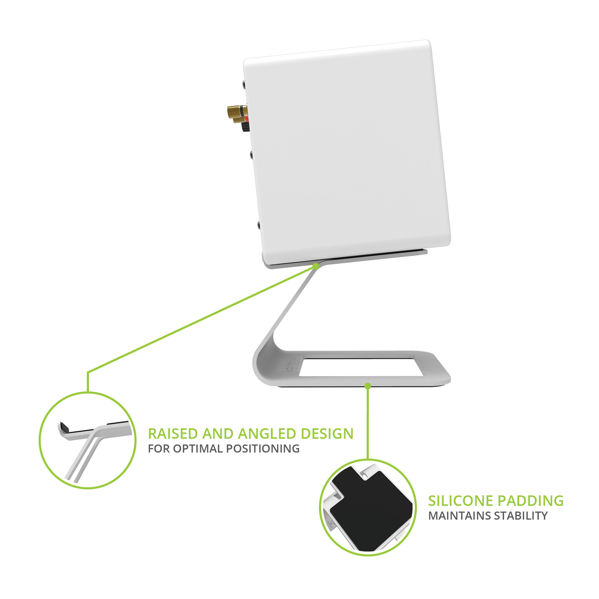 Kanto ORA 100W Powered Reference Desktop Speakers with Bluetooth & SE2 Speaker Stands Package White