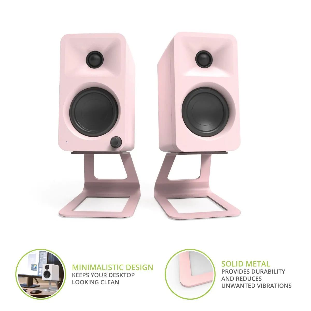 Kanto SE2 Small Elevated Desktop Speaker Stands Pink