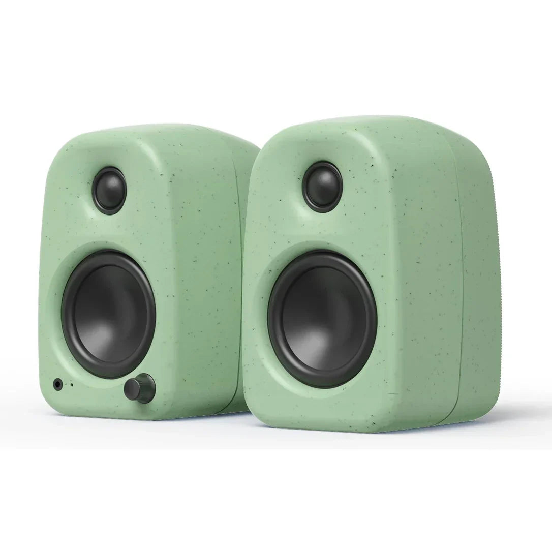 Kanto UKI 100W Bluetooth Desktop Speakers With SPW3 Universal Speaker Wall Mount Green