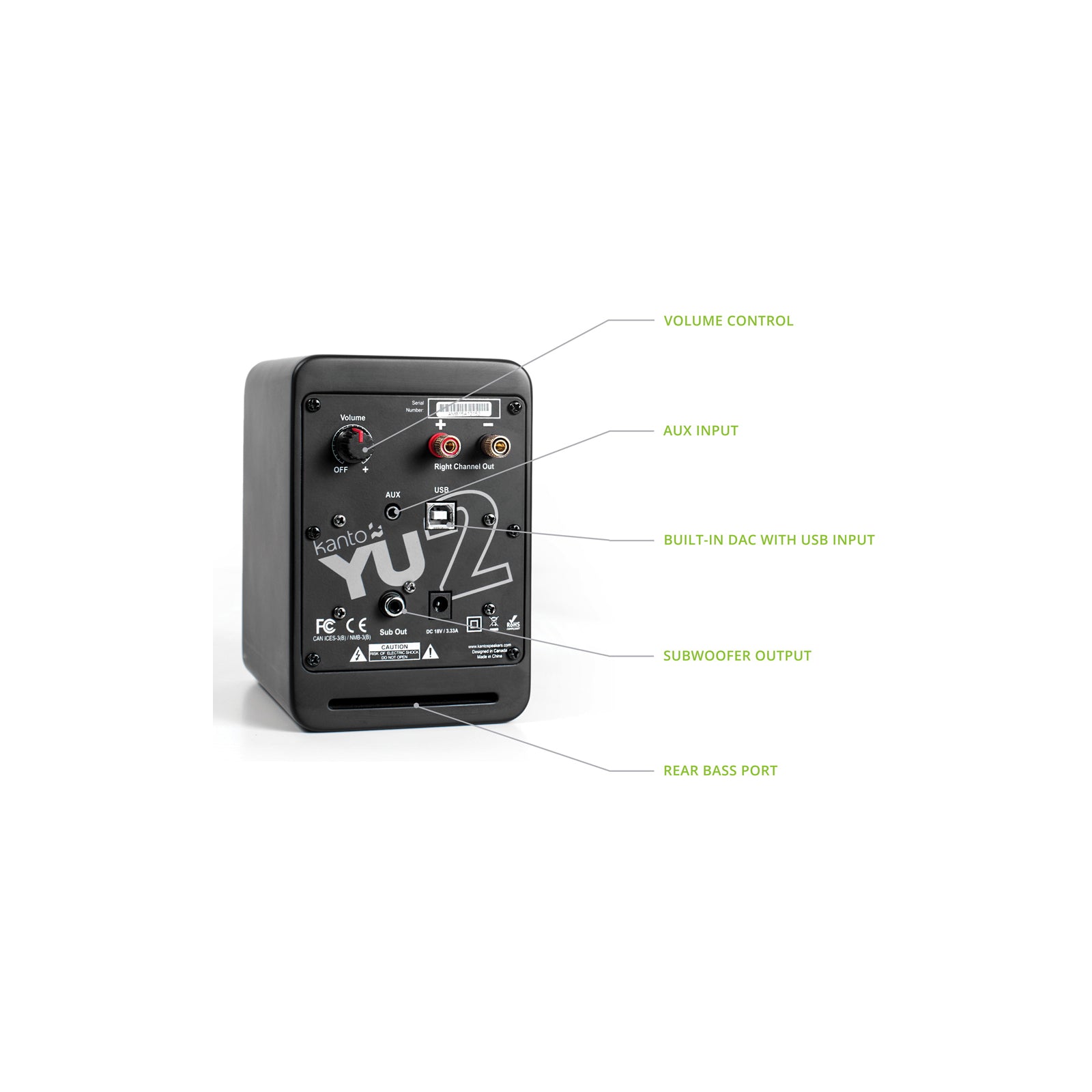 Kanto YU2 Powered Desktop Speakers Matte Black
