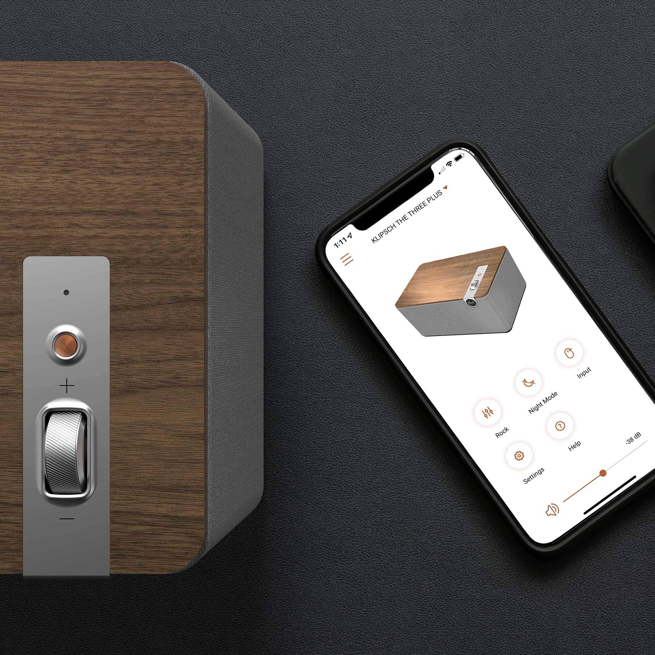 Klipsch The Three Plus Premium Multiroom Bluetooth Wireless Speaker Walnut