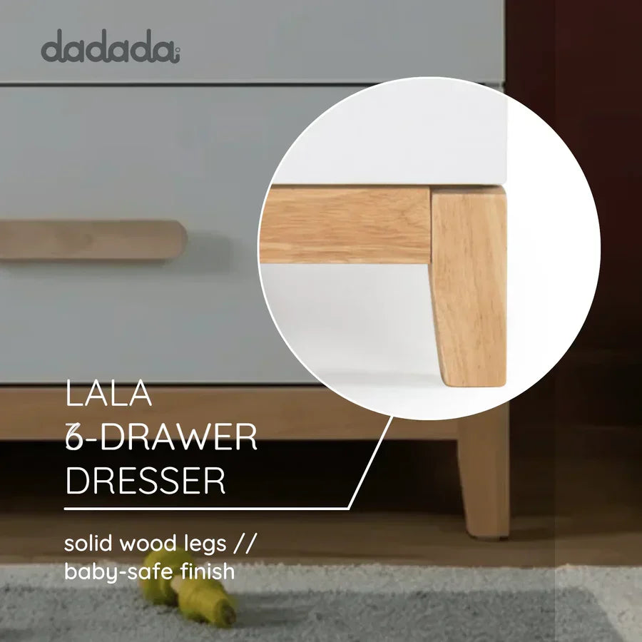 dadada LaLa Big 6-drawer Dresser - White/Natural
