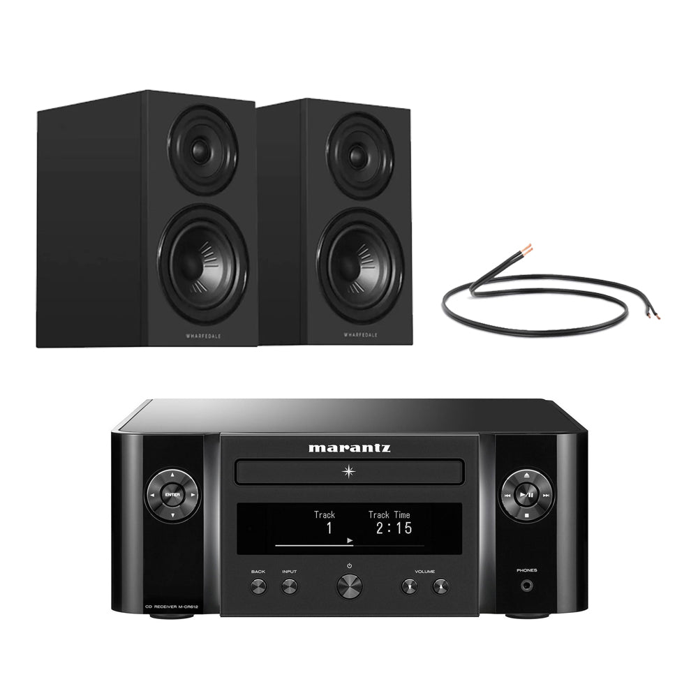 Marantz Melody X M-CR612 HiFi Music System with Wharfedale Diamond 12.1i Bookshelf Speakers Pair - Black