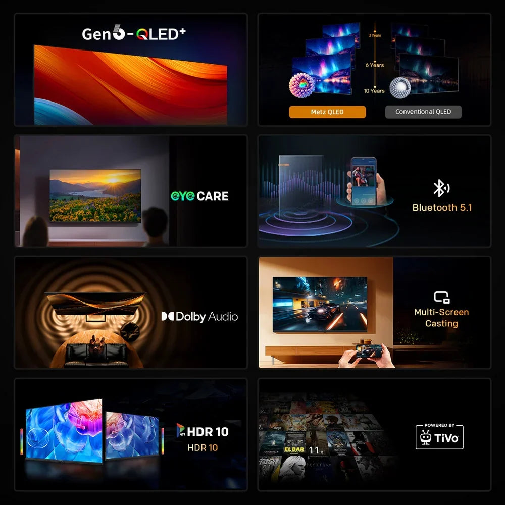 Metz 32MQH6800ZUK 32 Inch HD Smart QLED TV with Freely Power By TiVo