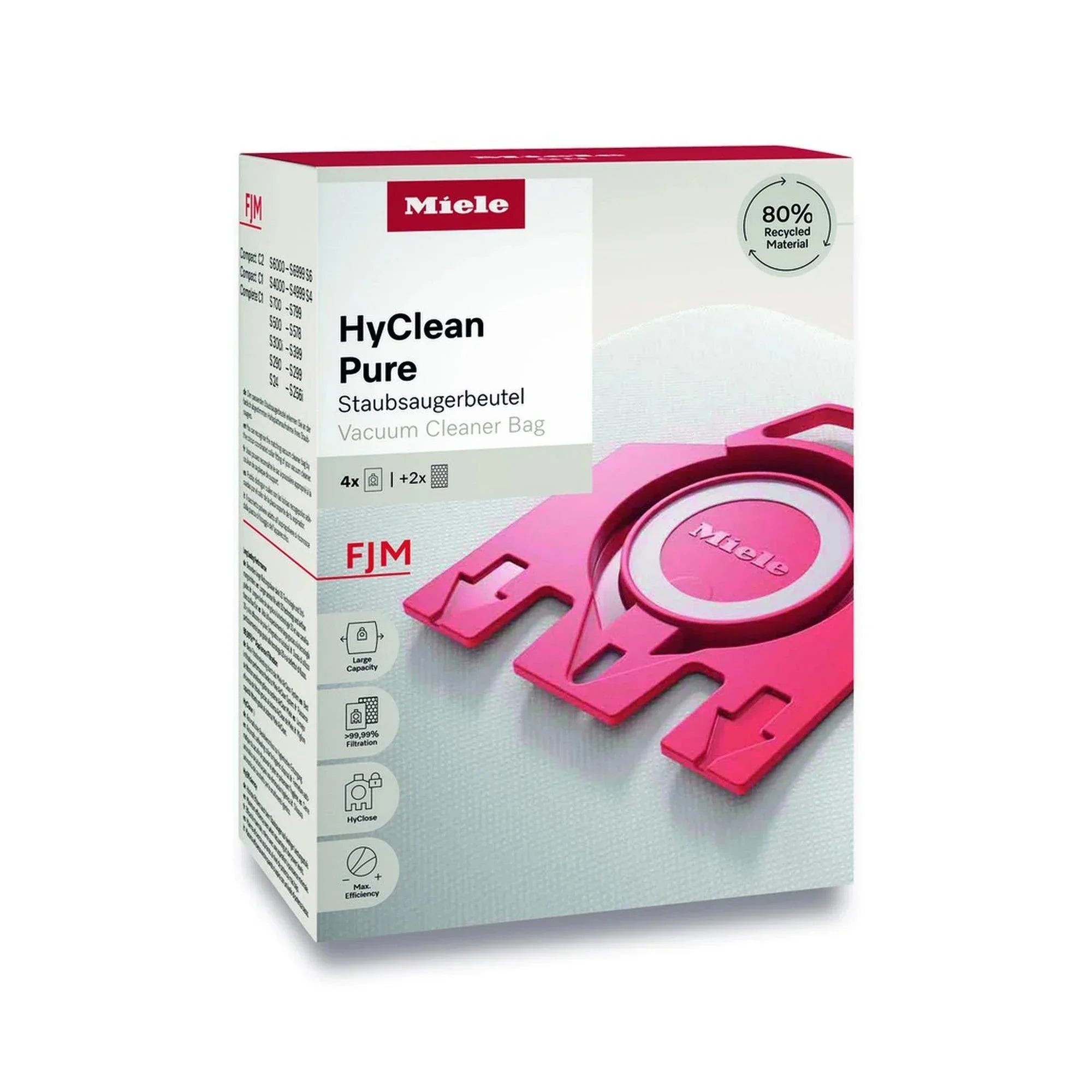 Miele FJM HyClean Pure Vacuum Cleaner Bags - Pack of 4