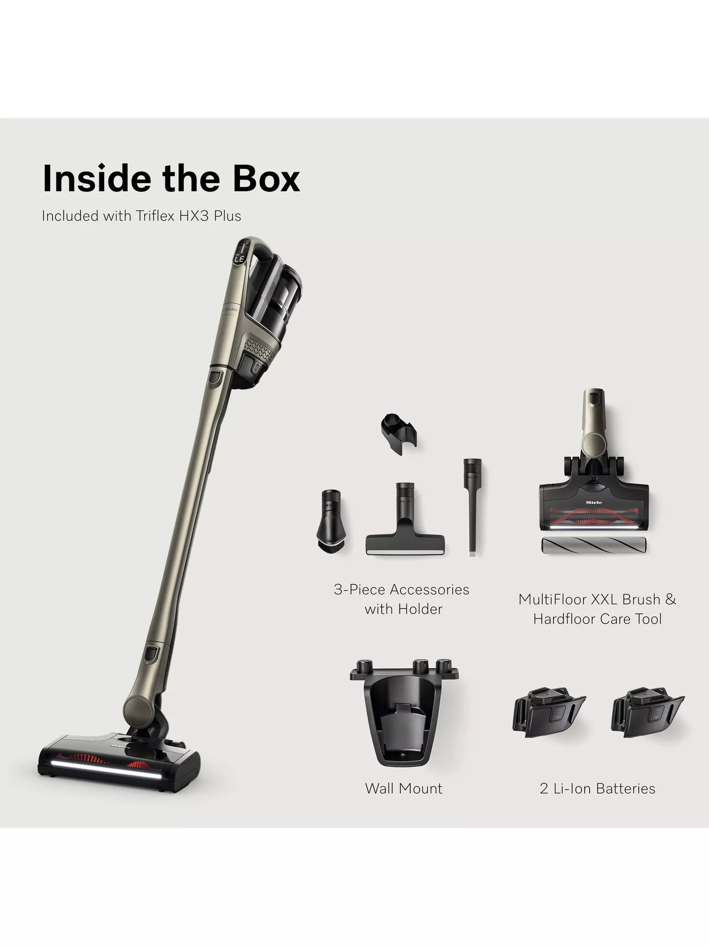 Miele Triflex HX3 Plus Cordless Stick Vacuum Cleaner up to 140 Minutes Run Time - Titanium Pearl