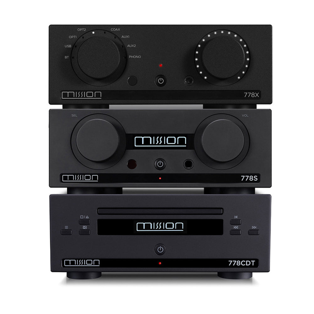Mission 778X Stereo Amplifier with 778S Streamer and 778CDT CD Transport Bundle - Black