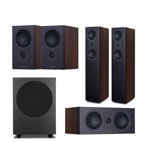 Mission LX MKII 5.1 Speaker Package Walnut (Black Subwoofer)