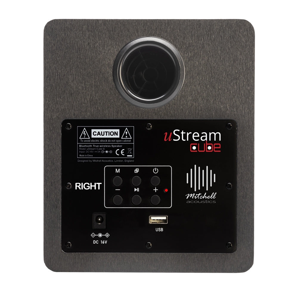 Mitchell Acoustics uStream Cube Hi-Fi Wireless Active Bookshelf Speakers Pair Black