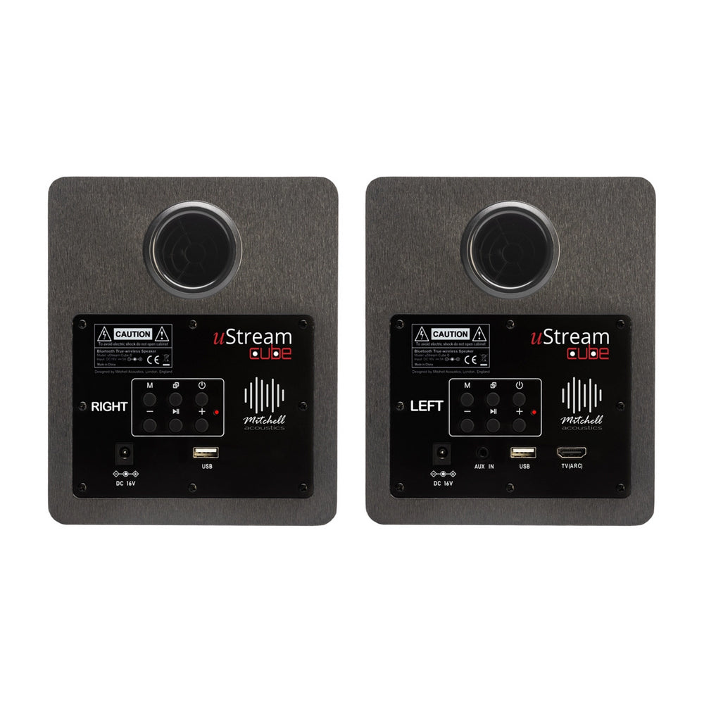 Mitchell Acoustics uStream Cube Hi-Fi Wireless Active Bookshelf Speakers Pair Black