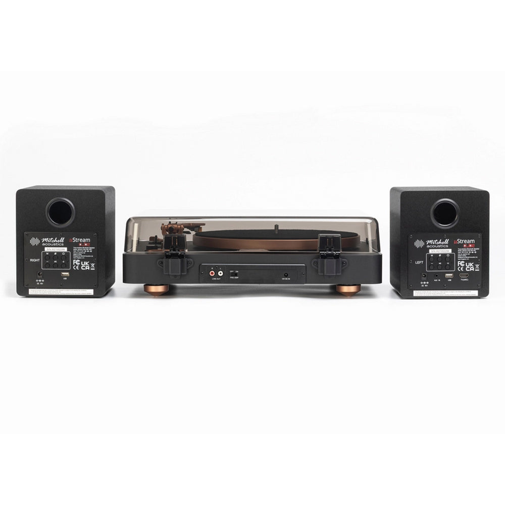 Mitchell Acoustics uStream Groove Turntable & True Wireless Speakers Pair HiFi Package