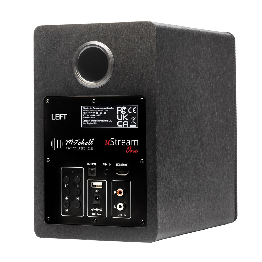 Mitchell Acoustics uStream One Active Stereo Wireless Bookshelf Speakers Pair Black