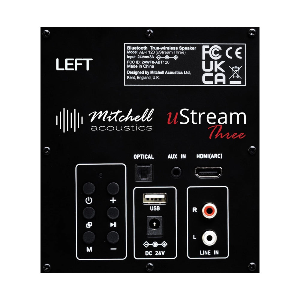 Mitchell Acoustics uStream Three Active Stereo Wireless Bookshelf Speakers Pair Black