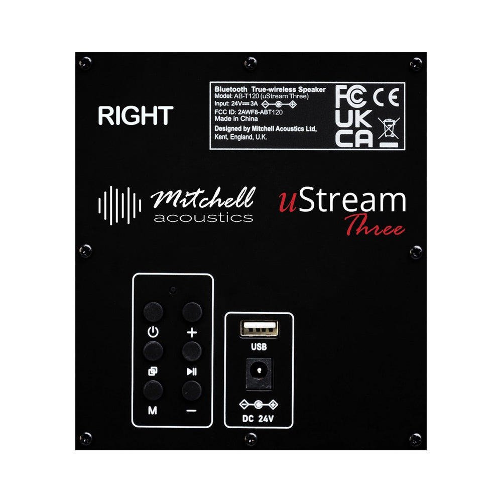 Mitchell Acoustics uStream Three Active Stereo Wireless Bookshelf Speakers Pair Black