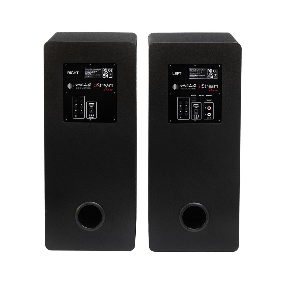 Mitchell Acoustics uStream Three Active Stereo Wireless Bookshelf Speakers Pair Black
