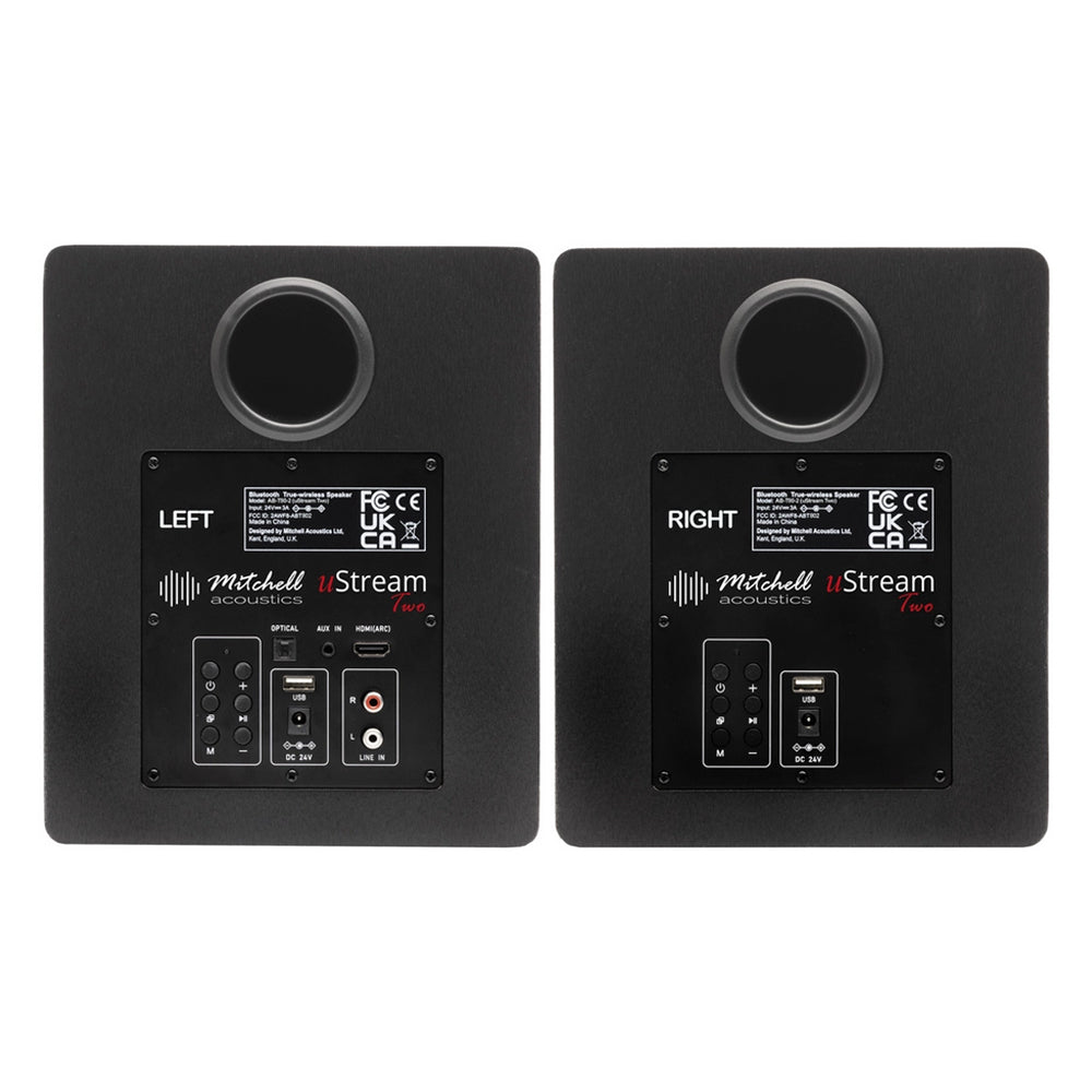 Mitchell Acoustics uStream Two Active Stereo Wireless Bookshelf Speakers Pair Black