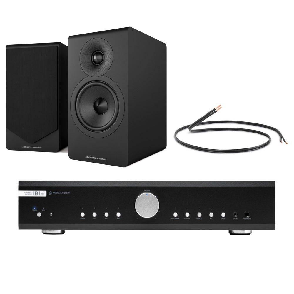 Musical Fidelity B1xi Integrated Amplifier with Acoustic Energy AE300 MK2 Bookshelf Speakers - Black