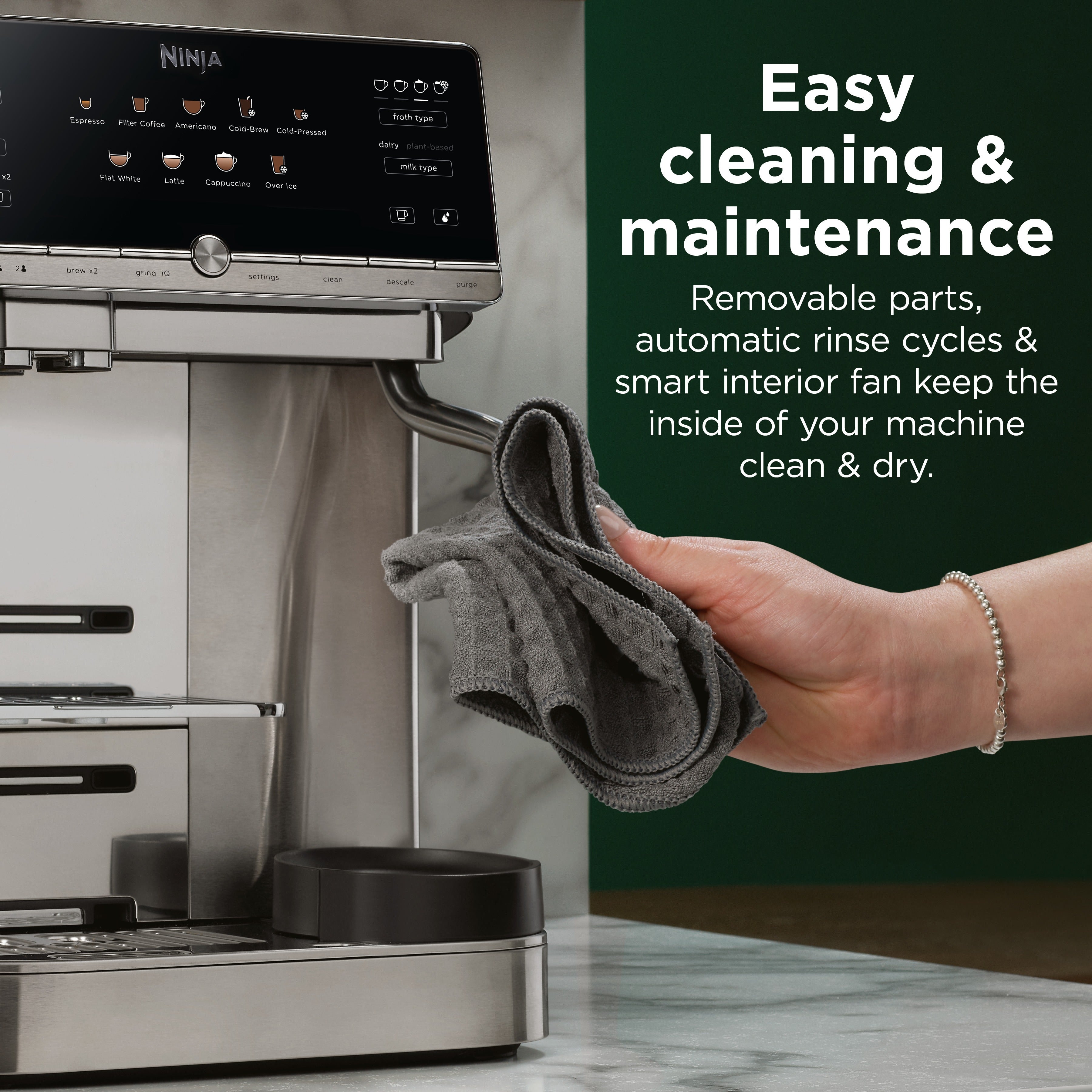 Ninja AE1001UK AutoBarista Automatic Espresso Coffee Machine - Black/Stainless Steel
