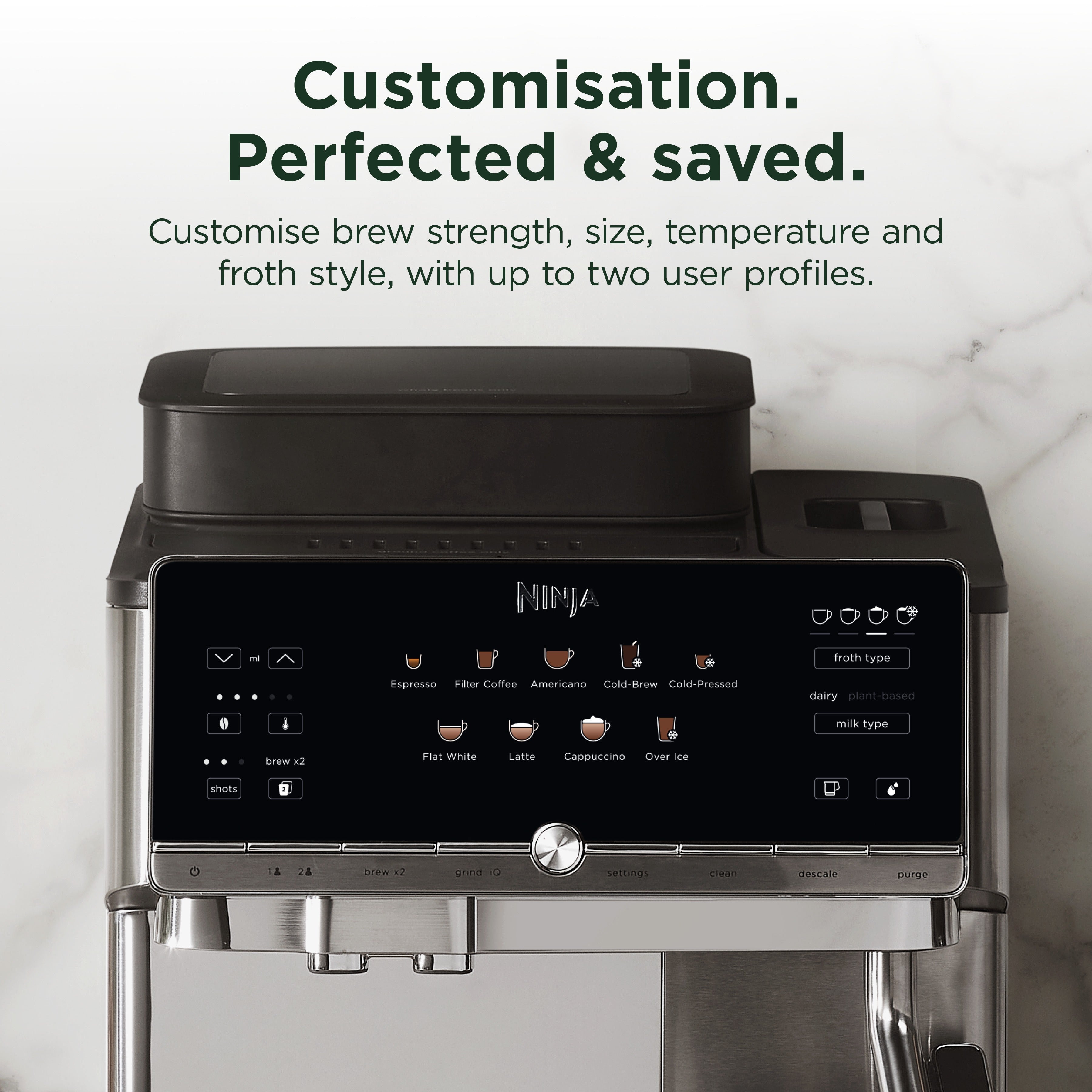 Ninja AE1001UK AutoBarista Automatic Espresso Coffee Machine - Black/Stainless Steel