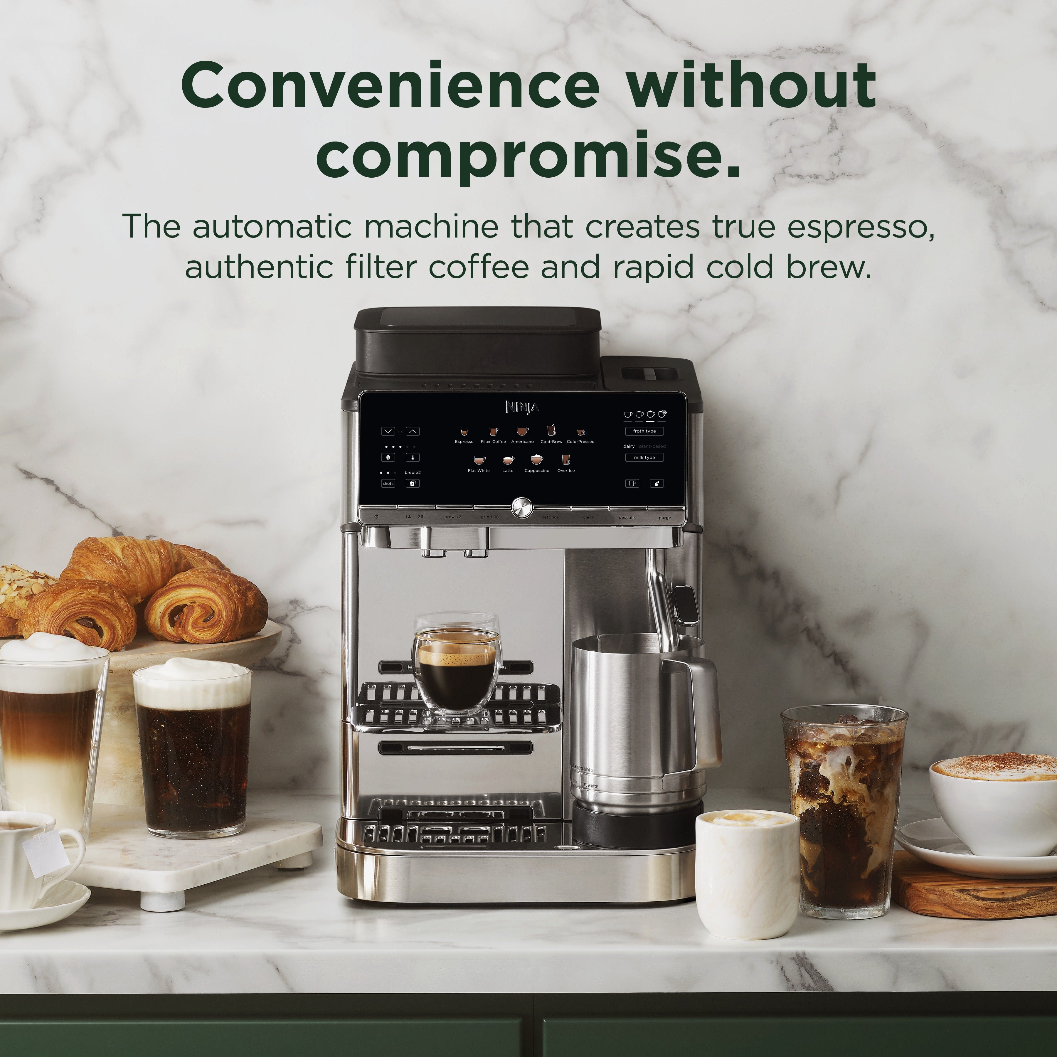 Ninja AE1001UK AutoBarista Automatic Espresso Coffee Machine - Black/Stainless Steel