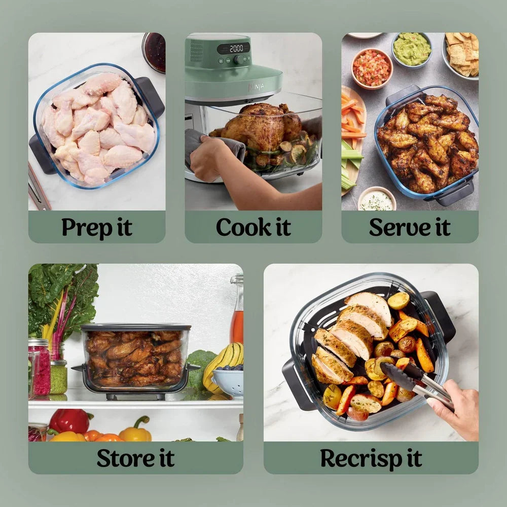 Ninja AS090UKGN CRISPi PRO 5-in-1 XL Glass Air Fryer Green