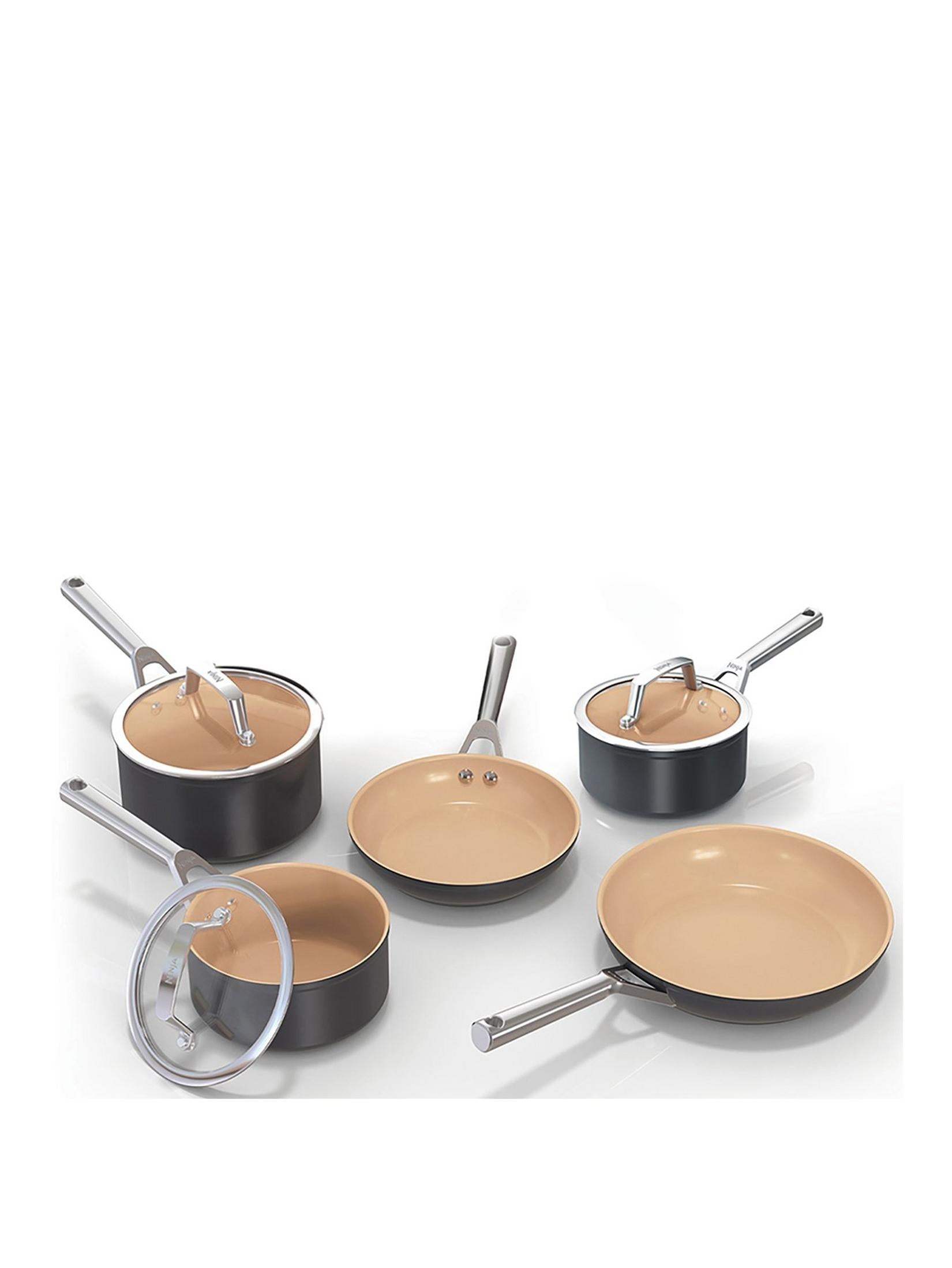 Ninja CW95000UK Ceramic Coated Cookware 5-Piece Set - Apricot & Grey