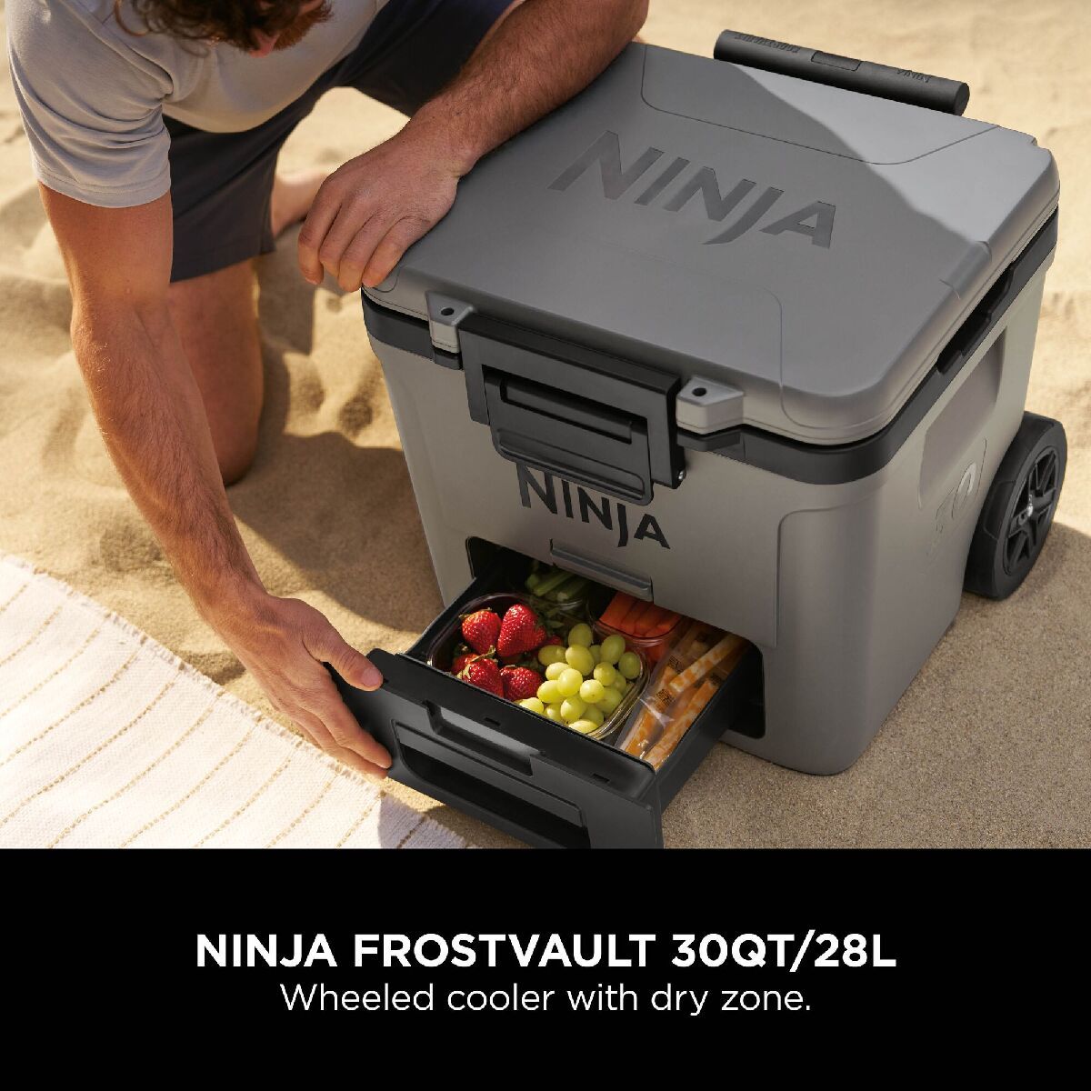 Ninja FB230UKGY FrostVault 30QT 28L Wheeled Cooler with Dry Zone Slate Grey