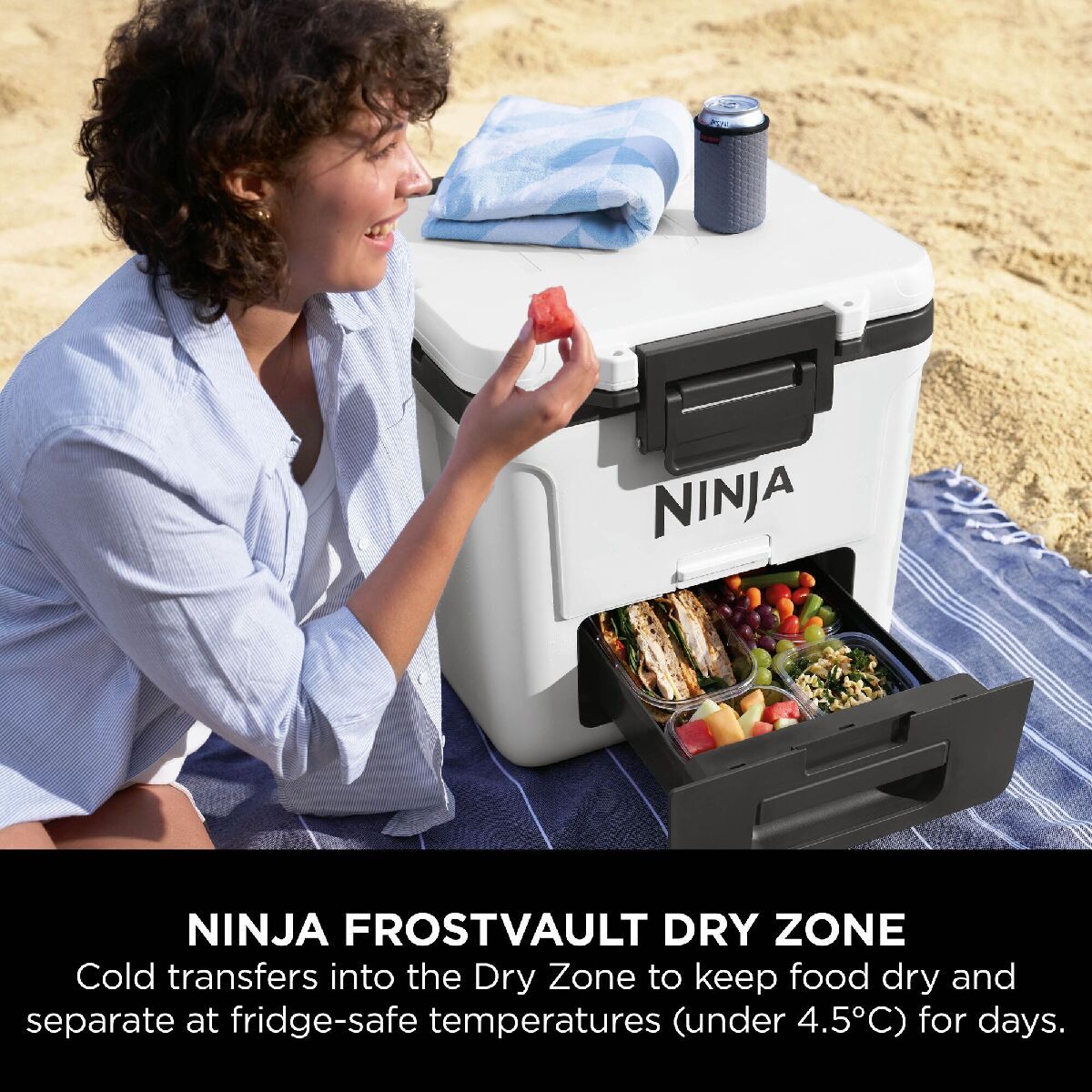 Ninja FB230UKWH FrostVault 30QT 28L Wheeled Cooler with Dry Zone Cloud White