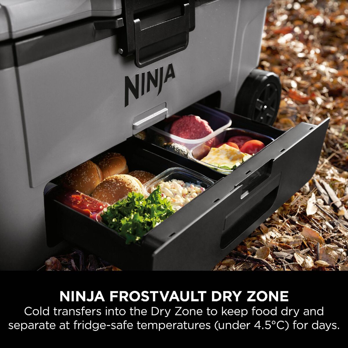 Ninja FB265EUUKGY FrostVault 65QT 61L Wheeled Cooler with Dry Zone Slate Grey