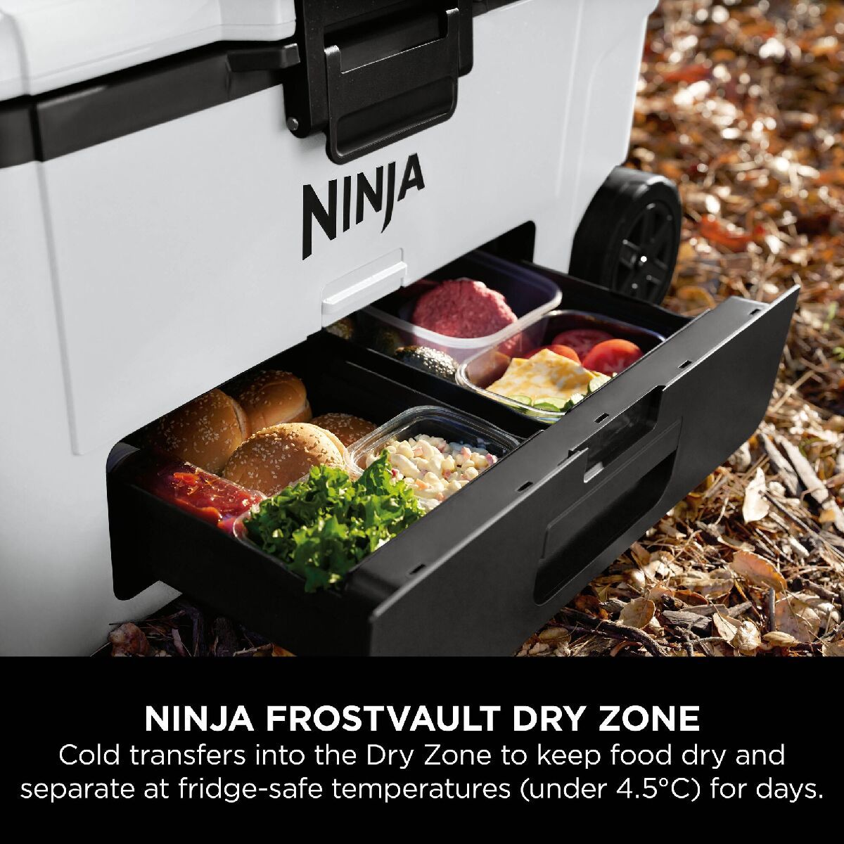 Ninja FB265EUUKWH FrostVault 65QT 61L Wheeled Cooler with Dry Zone Cloud White