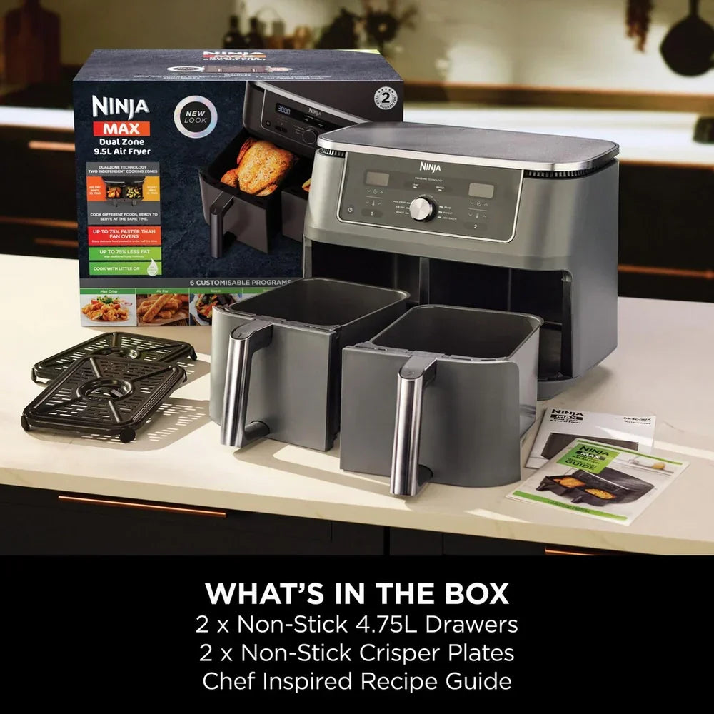 Ninja MAX 6 in 1 Dual Zone Air Fryer DZ400UK 9.5L - Gunmetal Grey