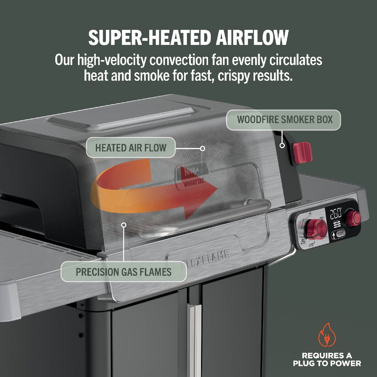 Ninja PG301UK FlexFlame Gas BBQ & Outdoor Cooking System Black Silver