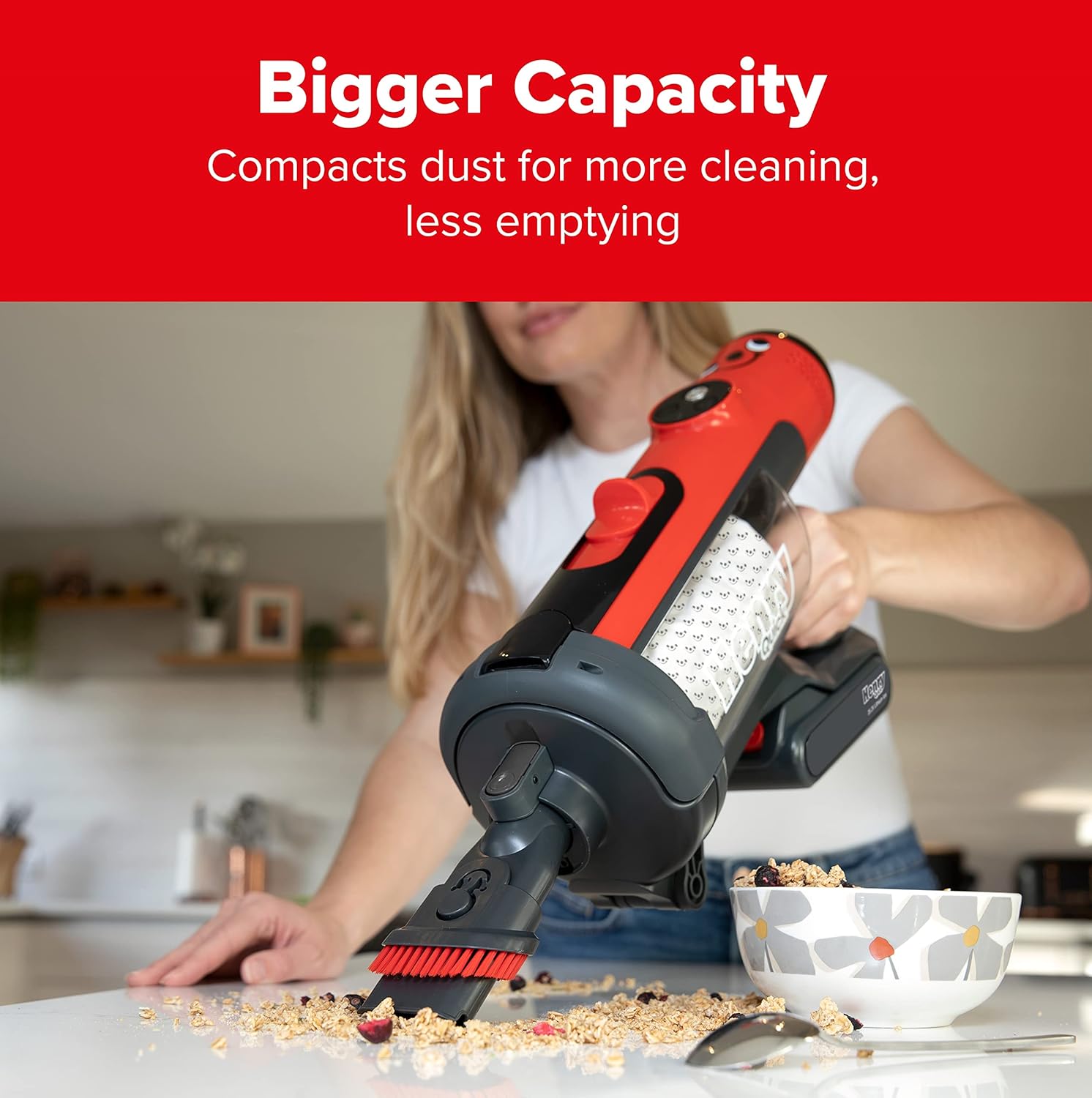Numatic Henry Quick Cordless Stick Vacuum Cleaner up to 60 Minutes Run Time - Red 916177