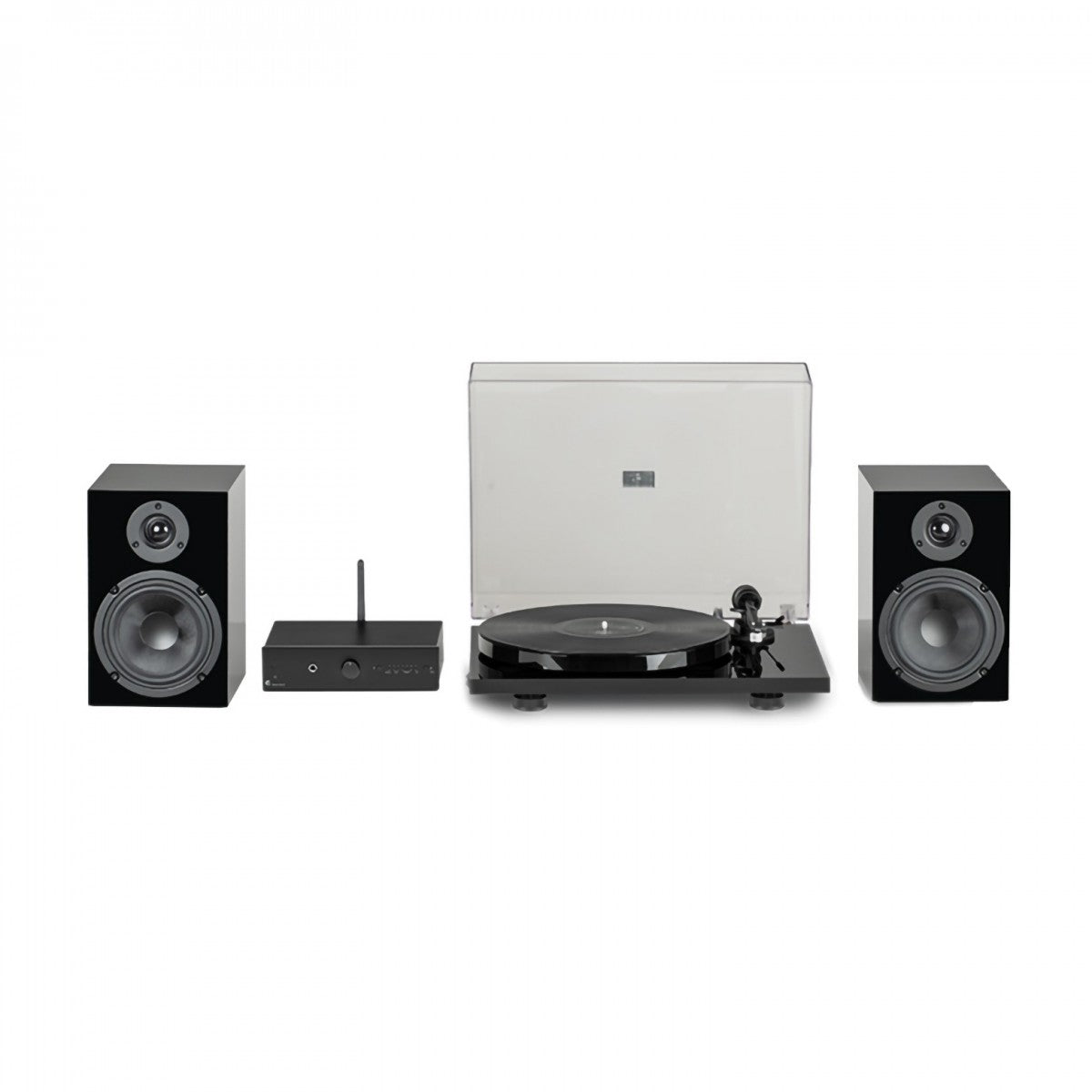 Pro-Ject Stereo Set E1 All-In-One Hi-Fi Set including E1 Turntable with Stereo Box E Integrated Amp and Speaker Box 5E Speakers - Black