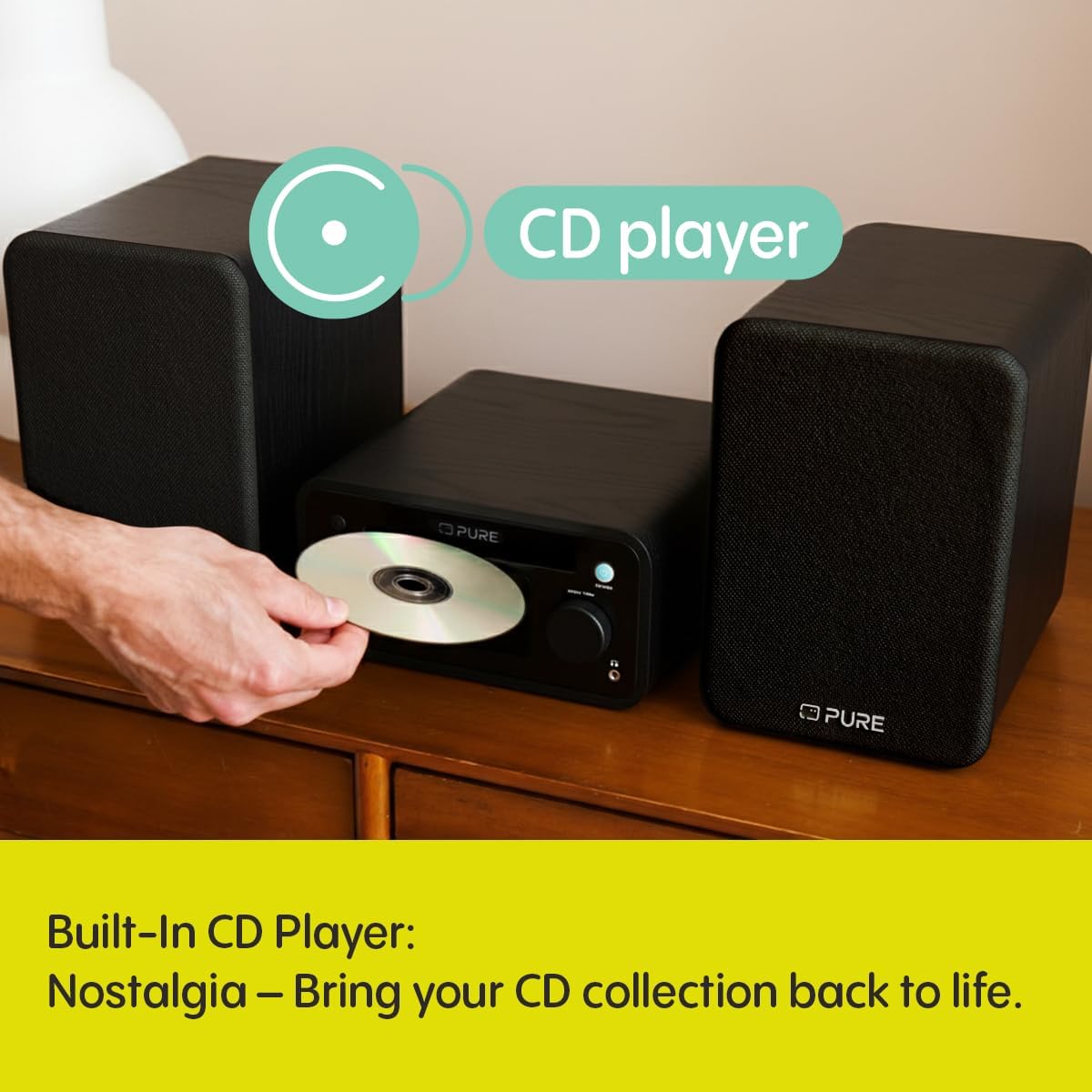 Pure Classic Stereo Mini DAB DAB+ FM Radio with Bluetooth CD Player Micro Stereo System Black